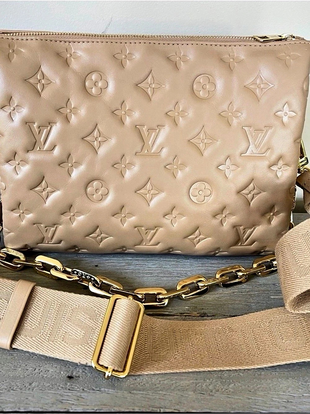 Louis Vuitton Coussin PM Quilted Monogram Crossbody in Beige